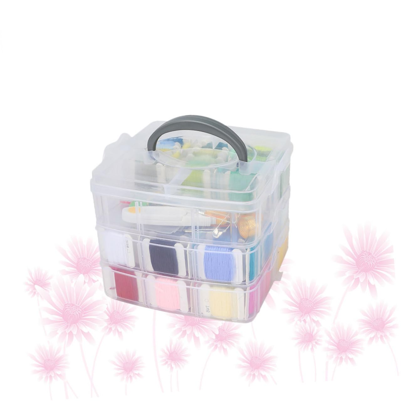 DECORNIJIA Kit Herramientas Bordado Tablero Bobinado Accesorios Caja Almacenamiento Punto De Cruz Mujeres Niñas