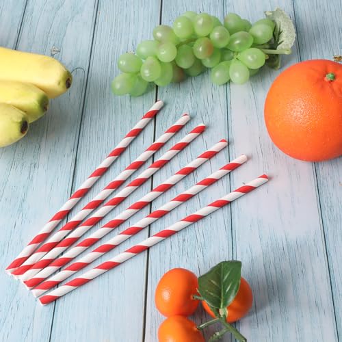 100 pitillos desechables de papel rayados rojos miniatura 7