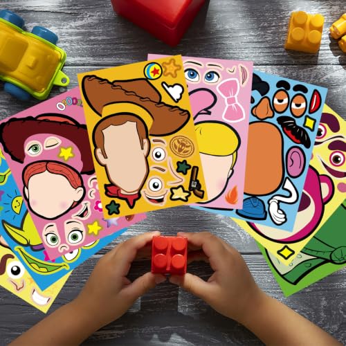 Image of 32Pcs Make a Face Toy Story Stickers, Make Your Own Sticker Sheets, Mix & Match 8 Character Designs, Kids Party Favors, Classroom Rewards & Decorations
