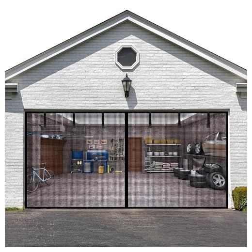 Magnetic Garage Door Screen for Double Garage Doors 16x7FT- Reinforced Fiberglass Door Screen,Stronger 2350g(5.2LB) High Energy Magnets ,Hands Free Magnetic Screen Door