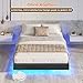 DICTAC Bett 140x200 mit Verstellbarer Beleuchtung,Bettgestell 140x200 mit weicher Polsterung, Floating Bed Frame, Gepolstertes Jugendbett für Schlafzimmer, Gästezimmer, Leichte Montage, Schwarz