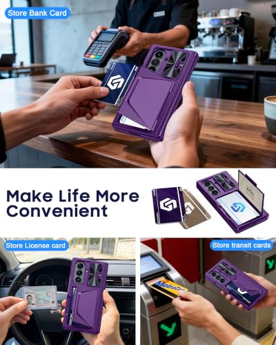 Image of for Samsung Galaxy Z Fold 8 Ultra Case Wallet & HD Screen Protector | Card Holder RFID Blocking, Slide Lens Cover, Hinge Protection, Shockproof Phone Cover for Z Fold 8 Ultra (Purple)