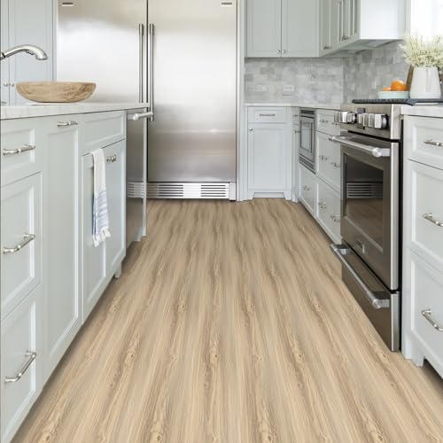Image of Peel and Stick Floor Tile, 36x6inch, 20Pcs, Peel and Stick Flooring Waterproof and Easy to Clean, Natural Wood Grain Look Vinyl Flooring, Self Adhesive and Removable for Bathroom Kitchen
