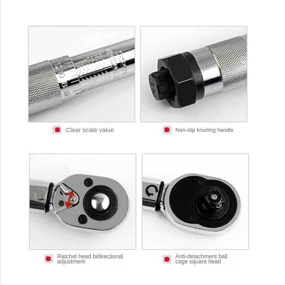 marian Llave dinamométrica de 1/2 pulgada para coche, llave dinamométrica de carraca rápida, color plateado
