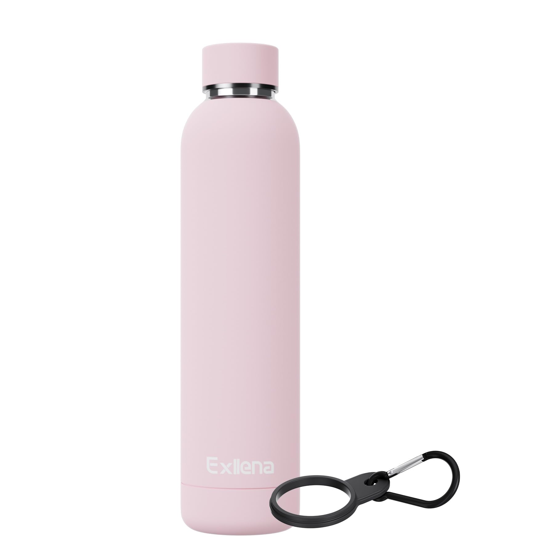 Exllena Insulated Water Bottles 750ml with Clip, Double Wall Vacuum Drinks Bottle Keeps Drinks Cold 24 Hrs/Hot 12 Hrs