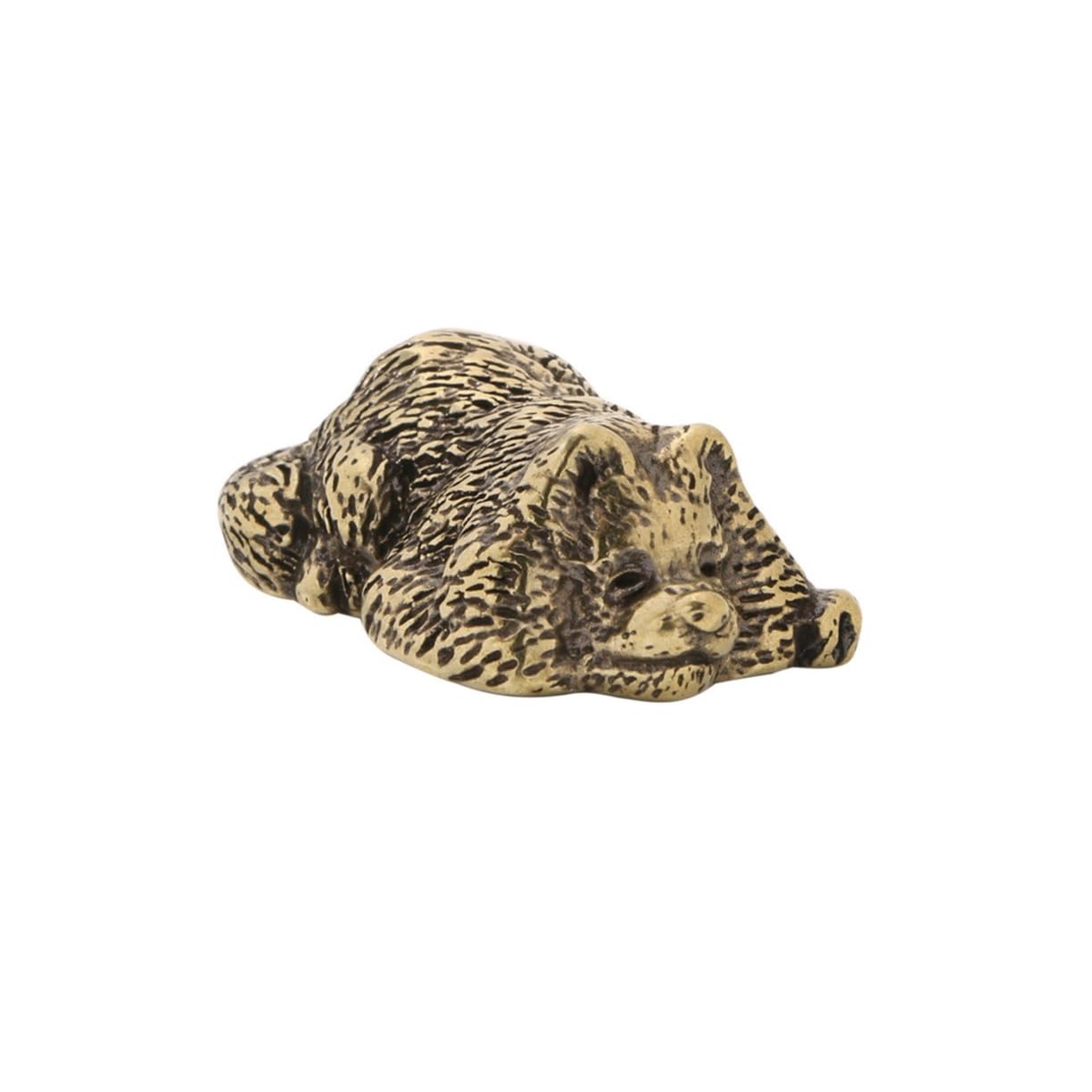 NGDFGR Solid Brass Samoyed Dog Figurine – Metal Realistic Sitting Puppy Miniature Statue For Desk, Shelf Or Pet Memorial Gift,Reclining Pose