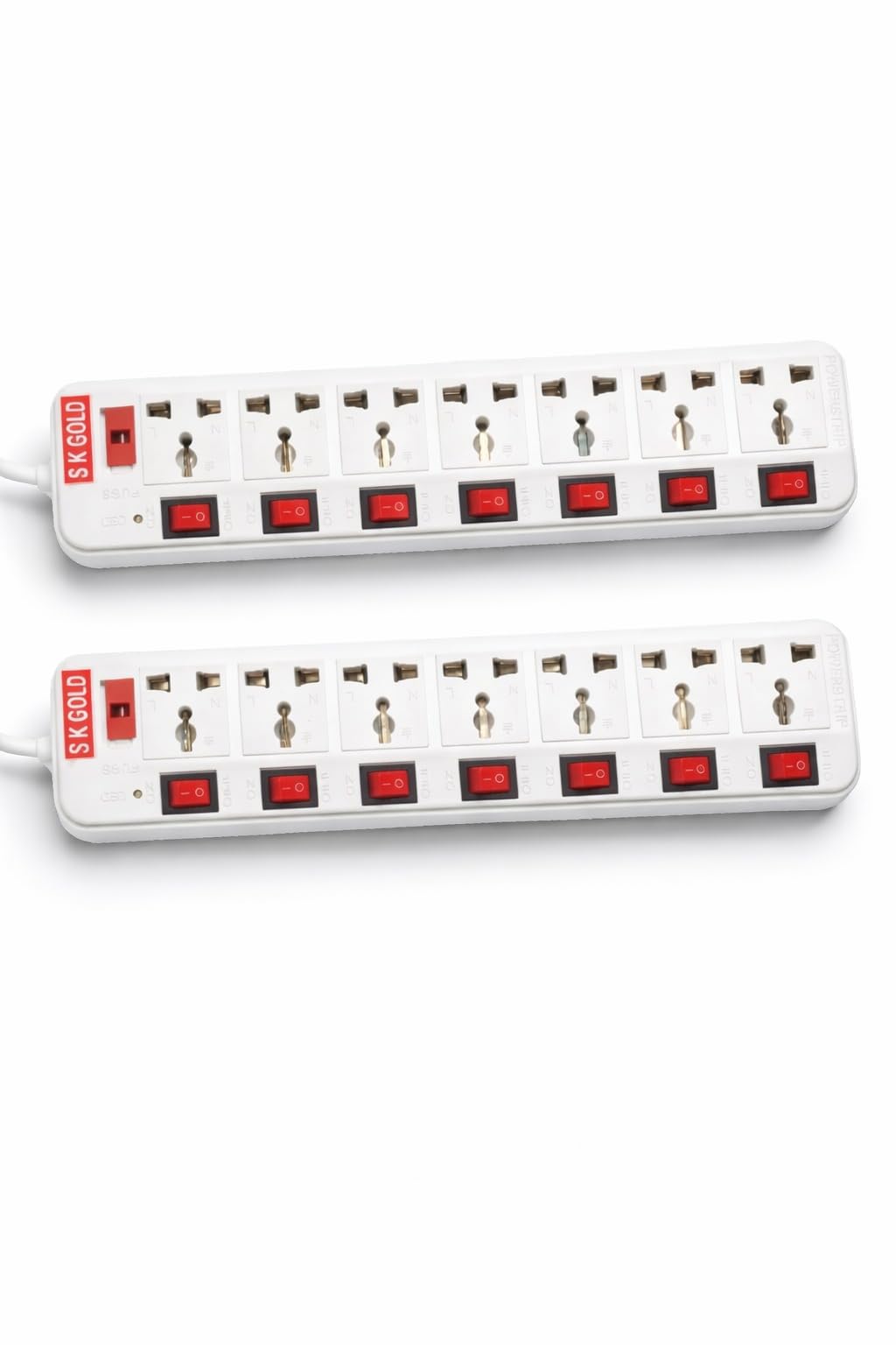 SK Gold 7 Socket Extension Board with Individual Switches, Universal Power Strip with Heavy Duty Cable & 3 Pin Plug for Home, Office, TV, Laptop & Mobile Charging (White) Combo Pack of 2-image-40