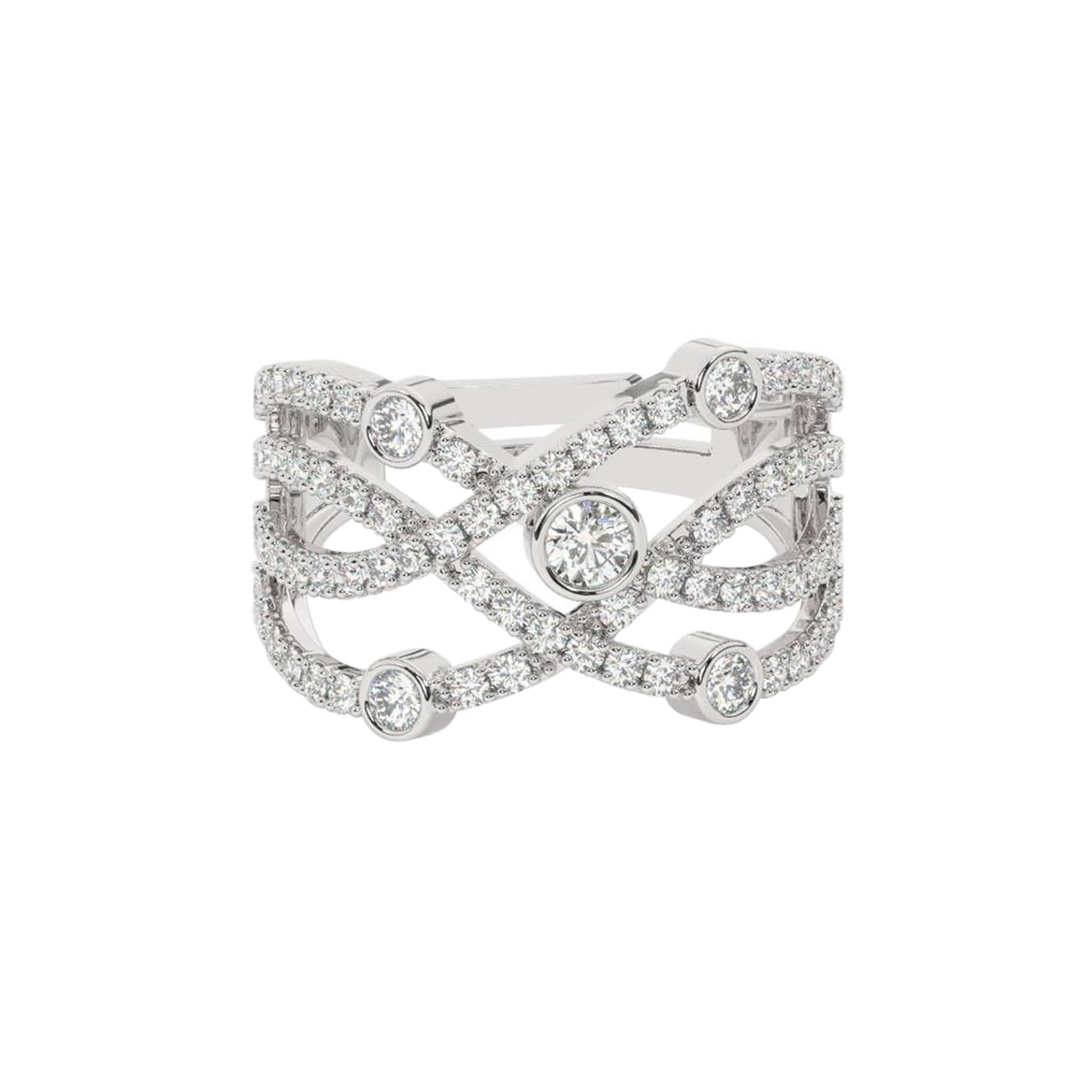 Clara Pure 925 Sterling Silver Designer Finger Ring with Adjustable Band | Gift for Women Girls Wife Girlfriend | Swiss Zircon Rhodium Plated