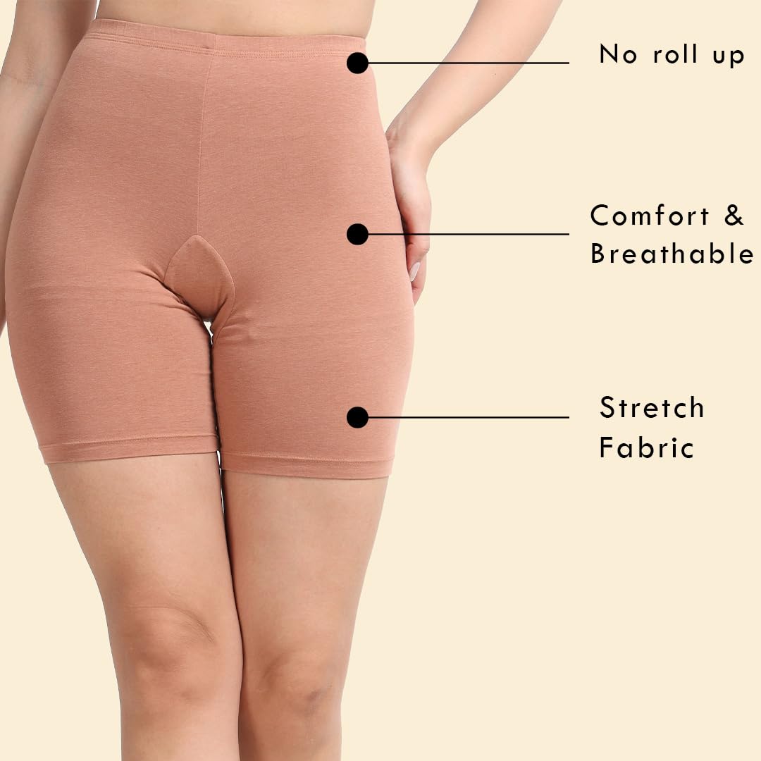 Lavos Women Under Dress Sports Cycling Shorts, Bamboo Cotton Activewear Yoga Gym Workout Anti-Bacterial Uniform, Elastic Mid Waist Shorties Tights for Women's (Size-L) 2