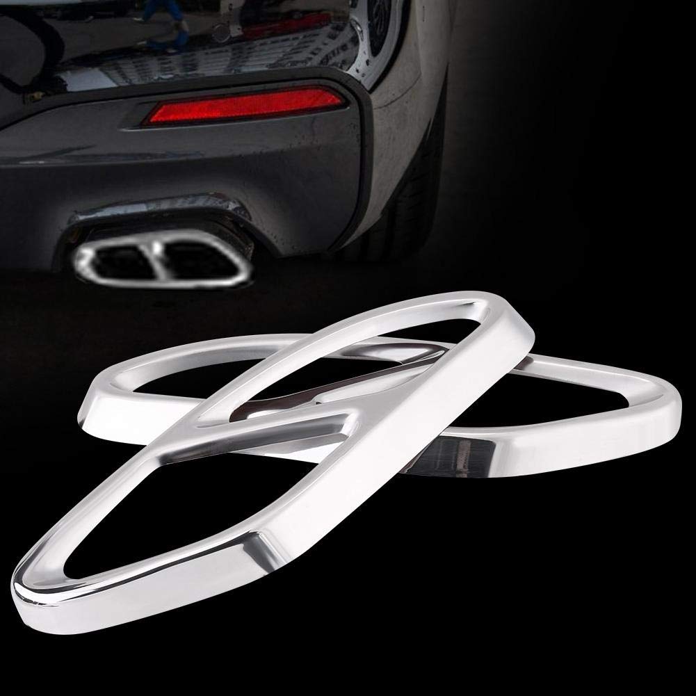 Delaman Terminale del Tubo di Scarico Trim Trim Argento per Mercedes Benz GLC C E-Class C207 Coupe 14-17 1 paio ferri circolari legno (Colore : Argento)