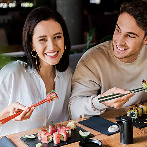 Chopsticks, GLAMFIELDS 5 Pairs Premium Reusable Multicolour Chopsticks for Sushi Japanese Matte Anti-slip Chop Sticks with Gift Case Lightweight Dishwasher Safe, 9.6 Inch