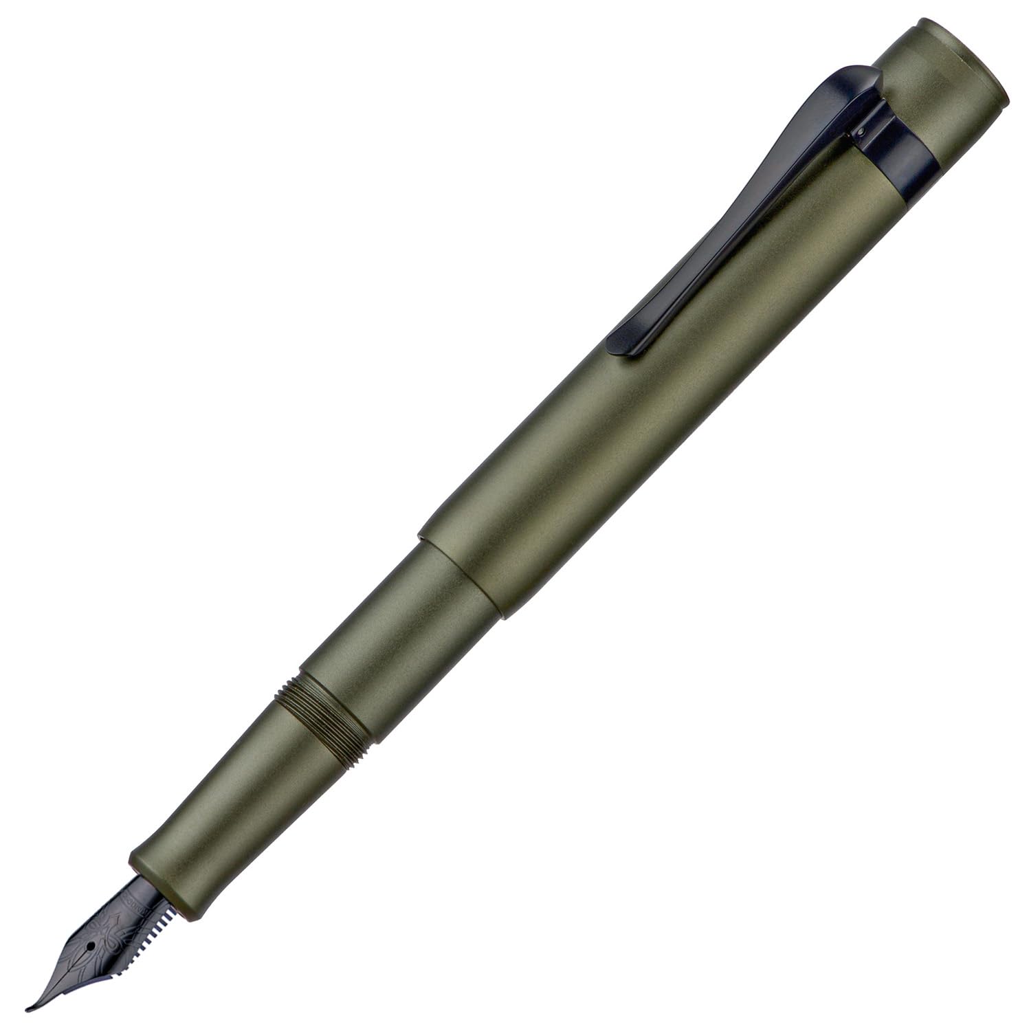 Hong Dian M2 Black Forest Mini Fountain Pen, Bent Nib, Elegant Design in Short Travel Aluminium, Army Green - Image 2
