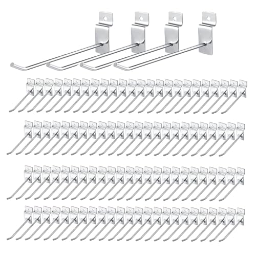 uyoyous Perforated Wall Hooks 20 cm Slat Wall Slatwall Hooks Pack of 100 Display Hooks Metal Pegboard Perforated Plate Hooks for Garage Workshop Shelf