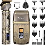 Scttomon T-Blade Coupe-coiffes & Rasoirs électriques pour hommes Foil Shaver Bard Trimmer Kit de grooming pour hommes avec triples lames sans fil
