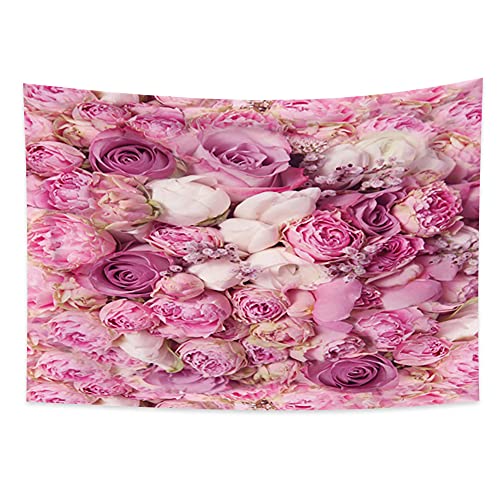 Yeele Floral Wall Tapestry, Nature Elegant Full of Pink Rose Flowers Tapestry for Bedroom, Romantic Aesthetic Wall Hanging Polyester Fabric 59.1x39.4inches