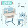 Kids Desk and Chair Set, Adjustable Height Children's Study Table with Storage Drawer, Book Stand, Backpack Hook & Cup Holder - Ergonomic Learning Desk for Boys Girls Blue B