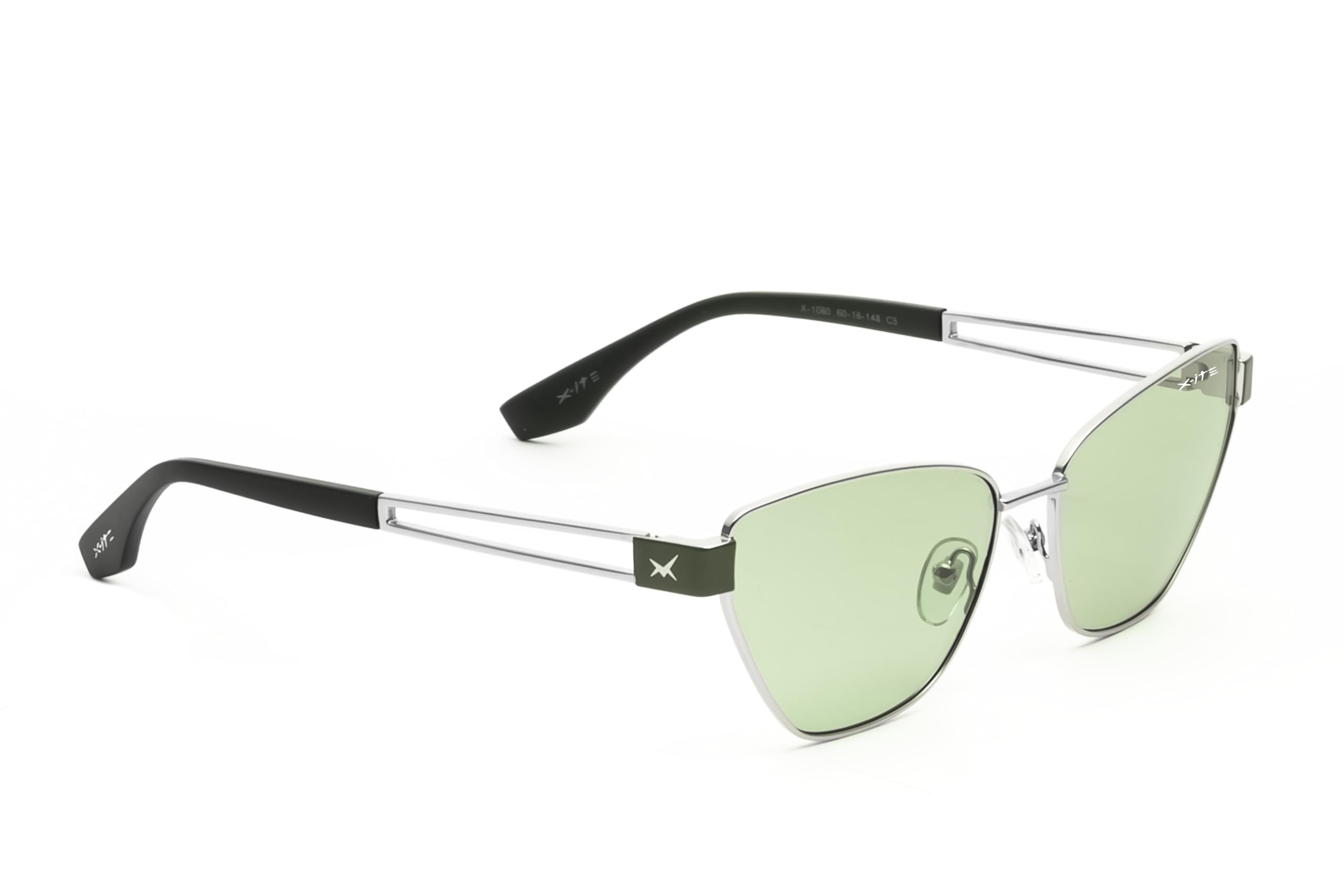 Women's Cat Eye Sunglasses | Trendy Silver Metal Frame with Green Tinted Lens | UV400 Protection | Lightweight Designer Fashion Eyewear for Women (1080)-image-17
