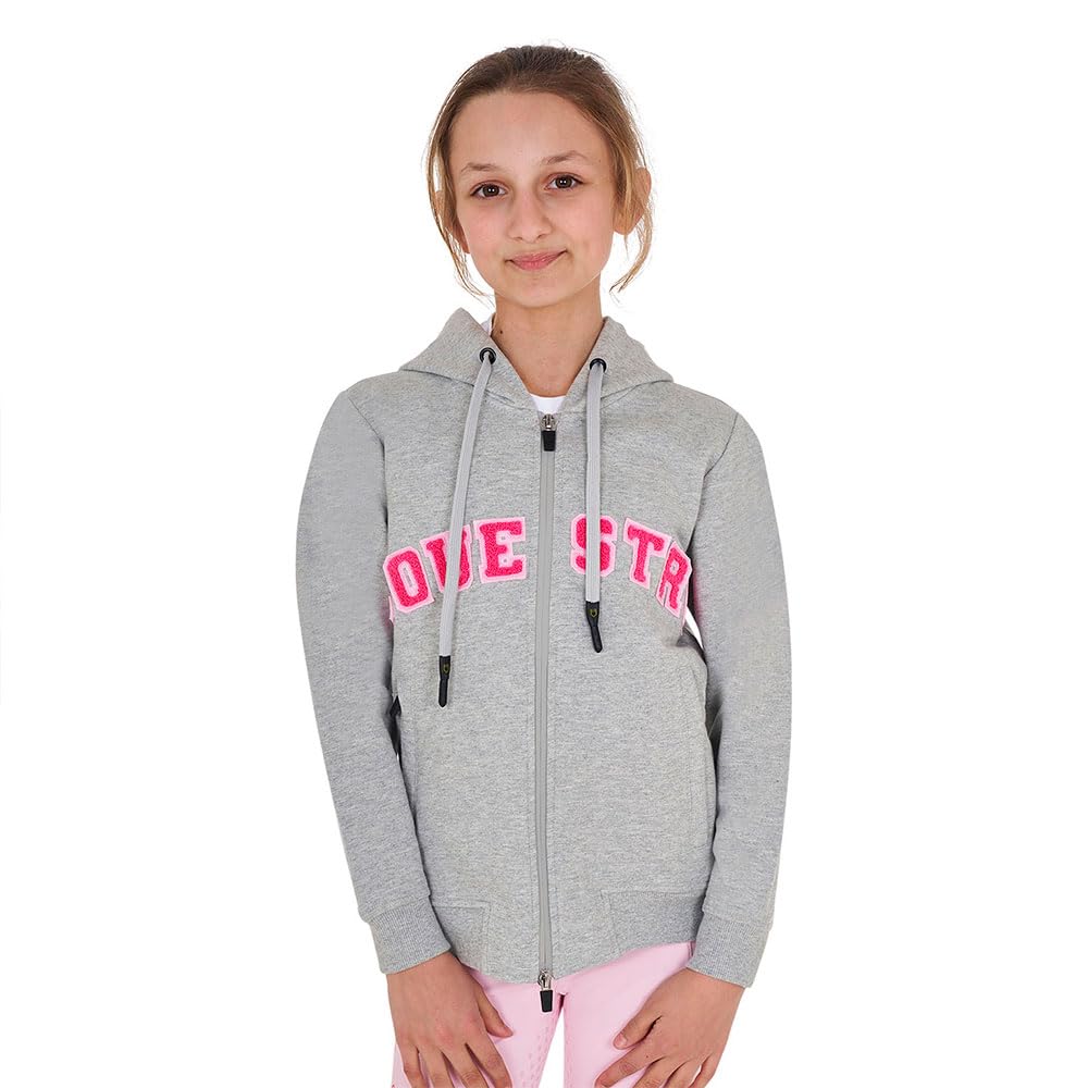 Felpa unisex per bambini con cappuccio e full zip in morbido e fresco cotone con scritta effetto spugna 12 anni