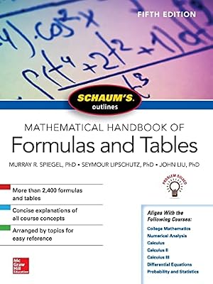 Book cover Schaum's Outline of Mathematical Handbook of Formulas and Tables, Fifth Edition