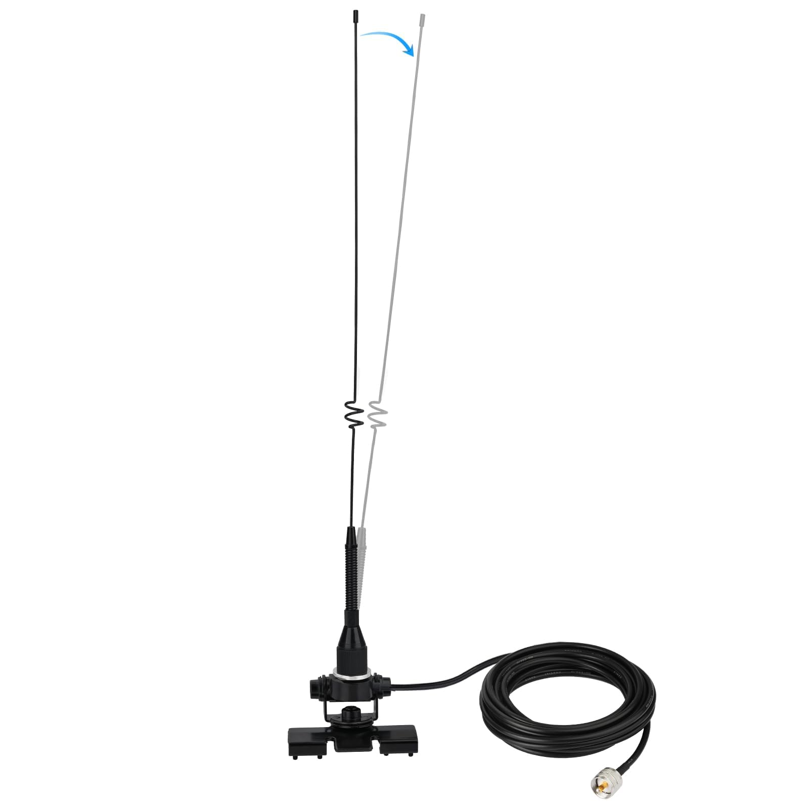 Bingfu Antena Radio Móvil VHF UHF Banda Dual (136-174 MHz y 400-460 MHz), 53cm, con Soporte para Radioaficionado y Conector PL259, Cable de 5m para Radios Bidireccionales y Dispositivos de Amateur