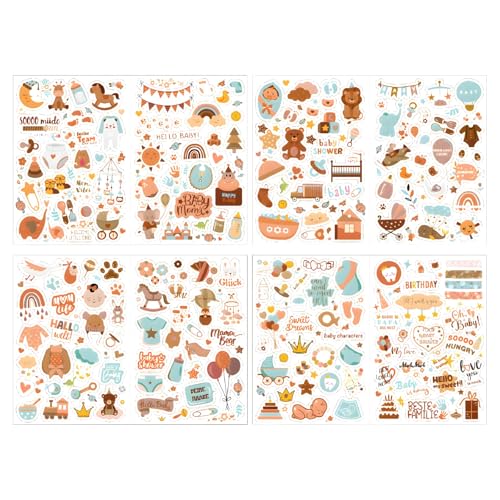 212 Pegatinas de Cumpleaños, 4 Hojas Pegatinas para Libro de Visitas Pegatina para Álbumes de Fotos para Niños y Adultos Sticker de Amor y Bodas para Libro de Visitas Tarjetas Álbume