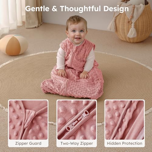 Image of Yoofoss Fleece Baby Sleep Sack 0-6 Months with Plush Dots, TOG 1.5 Baby Wearable Blanket with 2-Way Zipper, Cotton Toddler Sleep Sack Fleece
