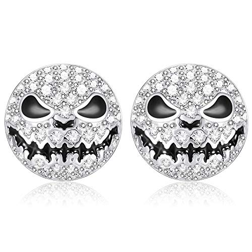 MILACOLATO Boucles d'Oreilles Gothiques Pour Femmes Hommes Boucles d'Oreilles Tête De Mort En Argent Sterling 925 Punk Charm CZ Boucles d'Oreilles Pour Halloween Réveillon De Noël Bijoux Cadeau