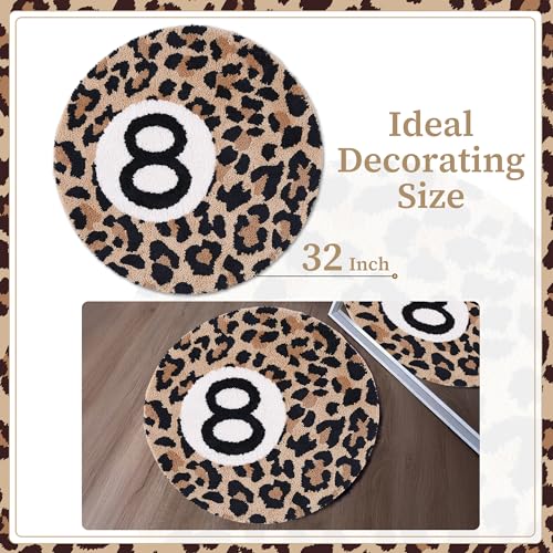 Tapete redondo estampado 32" pelo sintético suave miniatura 3
