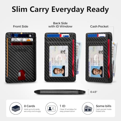 Image of RUNBOX Slim Minimalist Front Pocket RFID Blocking Leather Wallets for Men and Women Card Holder Wallets Gifts for men