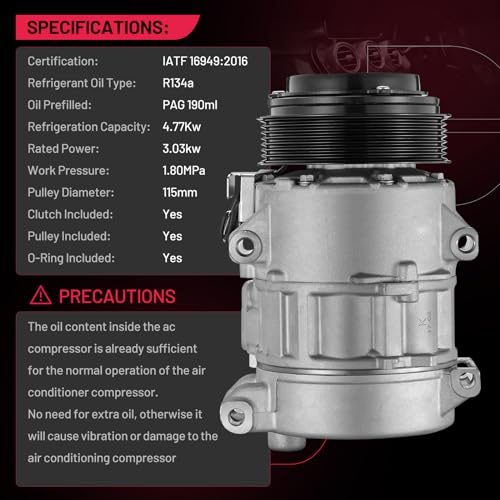 BDFHYK Air Conditioning A/C Compressor with Clutch Compatible with Toyota Avalon 2013-2018, Camry 2012-2017, Sienna 2011-2016, Highlander 2011-2013, Compatible with Lexus ES350 2013-2018, RX350 10-15