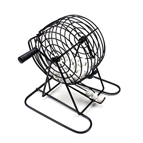 Cage de bingo en métal avec 75 boules et 18 cartes de jeu de luxe