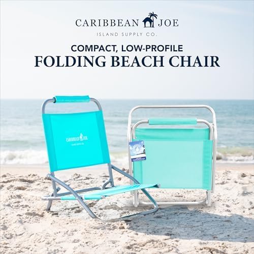 caribbean joe folding beach chair, 1 position lightweight and portable foldable outdoor camping chair, teal teal chair