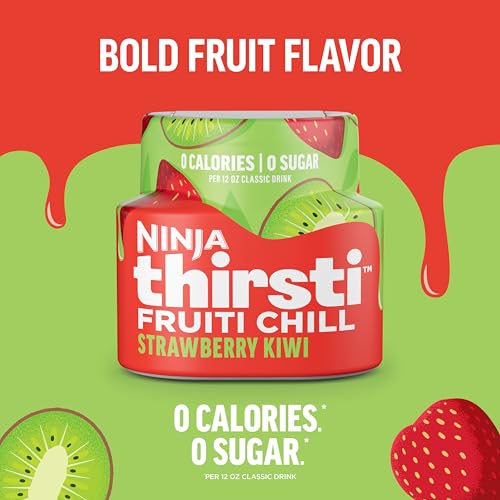 Image of Ninja Thirsti Flavored Water Drops, Strawberry Kiwi, Zero Calories | Zero Sugar, 12oz drinks, 3 Pack, Compatible with All Ninja Thirsti Drink Systems - WC1000, WC2000 & WC3000 Series, WCFSTKWAM