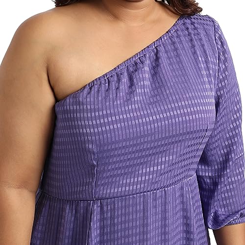 Image of Instafab Plus Women's Dress for Casual Wear | Short Sleeve | Plus-Size Fit | Polyester Fabric | V-Neck Dress Crafted with Comfort Fit for Everyday Wear
