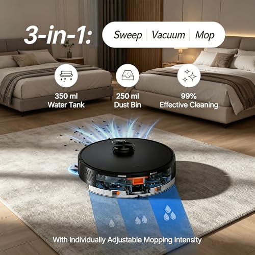 Image of V8 Pro Robot Vacuum - LiDAR Navigation, App & Voice Control, 6000Pa Suction, 220 Min Runtime, Self-Charging, HEPA Filtration, Smart Cleaning for Home