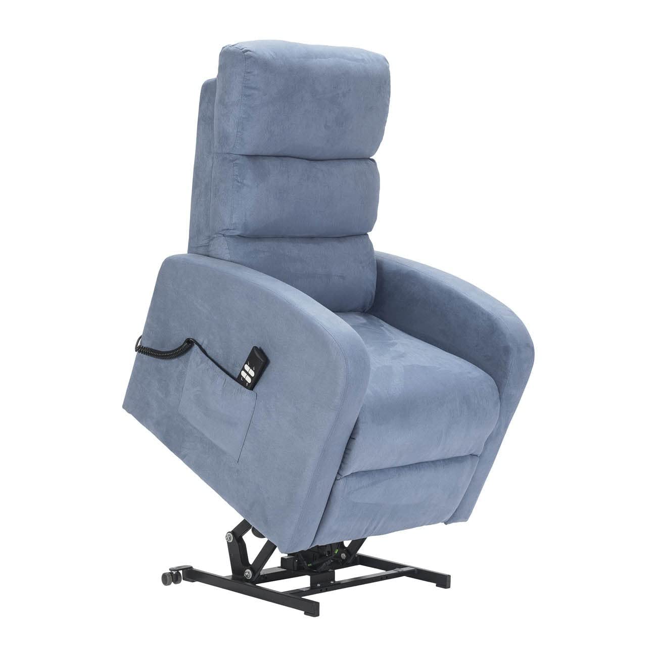 SIME Robin1 Poltrona Alzapersona reclinabile Detraibile 19% Kit 4 ruote seduta micromolle schienale fiocco poltrone elettriche poltrone relax Azzurro