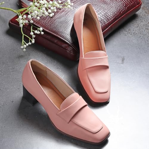Image of YOHO Bliss Heel 001 Slip-on Loafers for Women | Comfortable & Stylish Block Heeled | Fashion Moccasins with Footpharma Footbed | Perfect for Casual, Formal Shoe