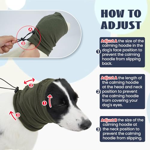 Image of Nanaki Dog Calming Hoodie-Upgrade Anti-Slip Hematomas Ear Wraps Cover, Adjustable Dog Snood Ear Muffs Protector for Noise Protection, Anxiety Relief, Fireworks, Grooming, Bathing, 4th of July