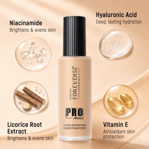 Image of Daily Life Forever52 Pro Artist Ultra Definition Liquid Foundation|High-Pigment, Full Coverage, 24-Hour Wear, Waterproof & Sweatproof, Lightweight Hydrating, Oil-Free Formula