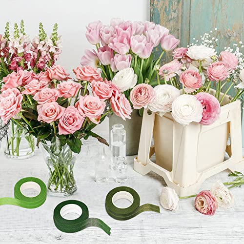 Socnitc 6 Rolls Floral Tape, 1/2" By 180Yard Green Floral Tape For Bouquet Stem Wrap Floral Arranging Craft Projects Corsages, Wedding Bouquet #TOP6