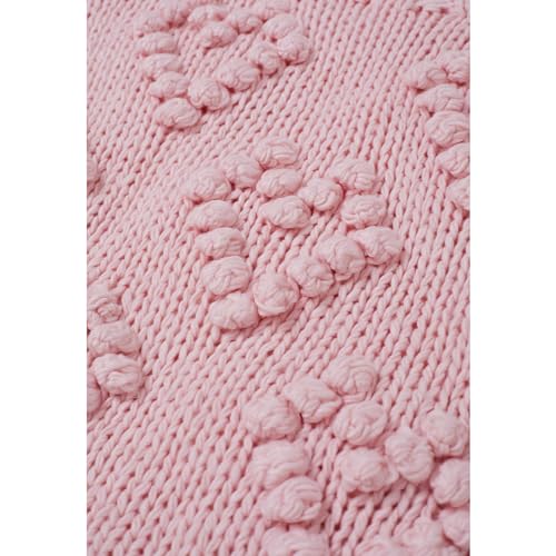 Image of CHICWISH Womens Turtleneck Sweater Heart Pom Pom Pullover Sweaters Long Sleeve Loose Chunky Knit Sweater Tops