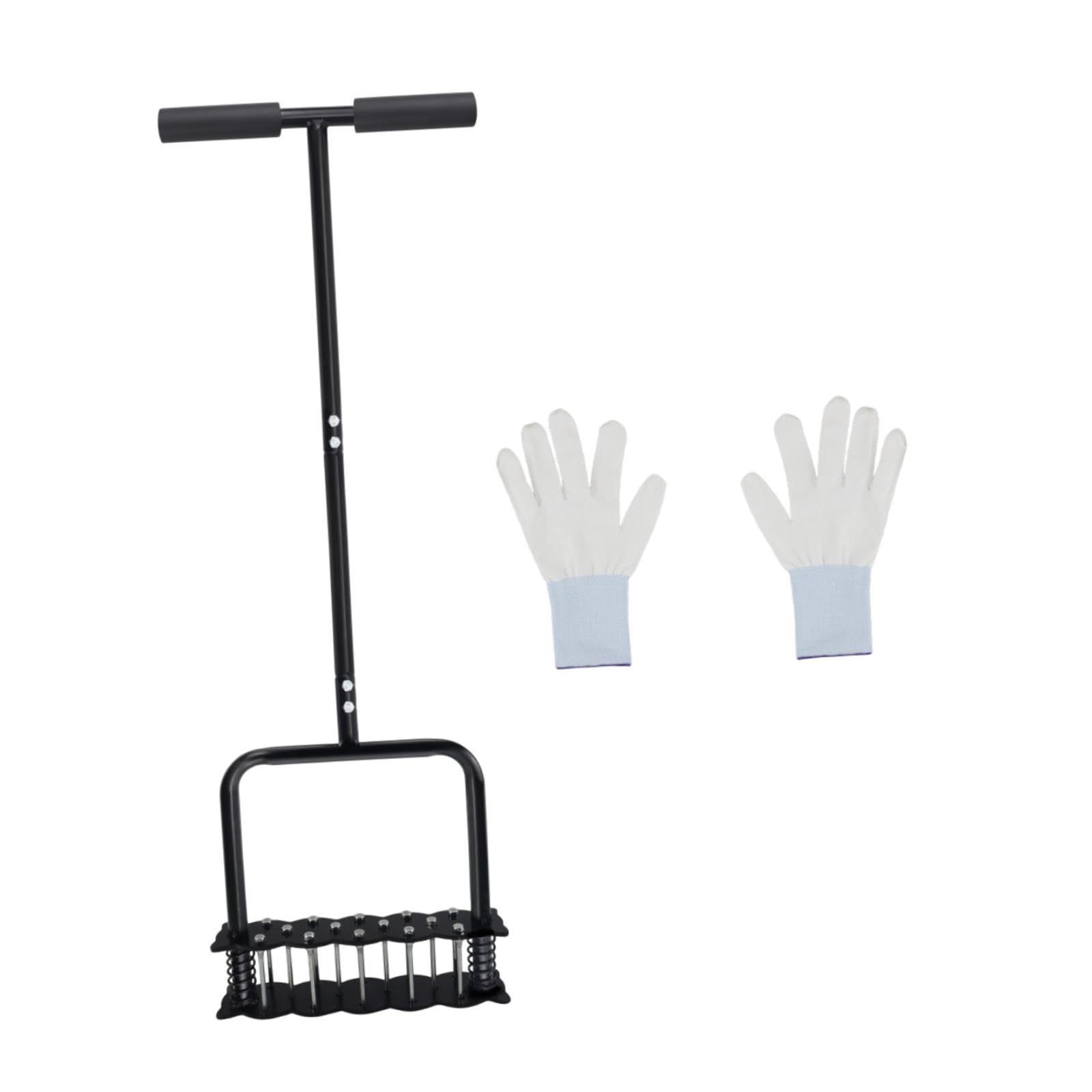 Aérateur de pelouse à 14 pointes de Sharplace avec platine large et gants de jardin