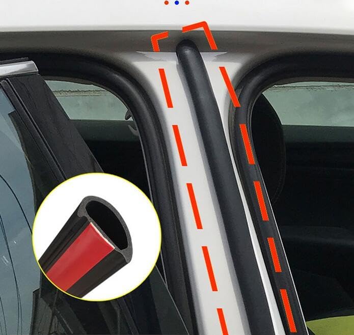 D Shape Car Door Rubber Seal Strip, AUTOXBERT Self-Adhesive Rubber Weather Stripping Widen Thicken with Sealant Tool Accessories for Waterproof Anti Noise Dust Sound Insulation, 109cm