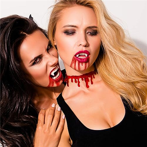 Horror Blood Drip Neck Cut Choker Necklace for Women Punk Soft Vampire Red Bloody Scar Throat Bleeding Lightweight Joke Necklace for Halloween Decoration Mardi Gras Party Cosplay Jewelry Gifts2