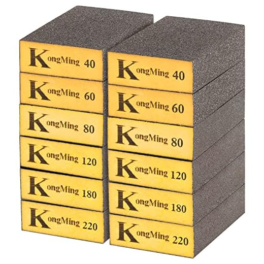 KONGMING Esponjas de Lijado 12 Piezas Grano 40 60 80 120 180 220 Esponja Abrasiva Seco y Mojado para Pintura Masilla Barniz Madera Metal Lavable y Reutilizable