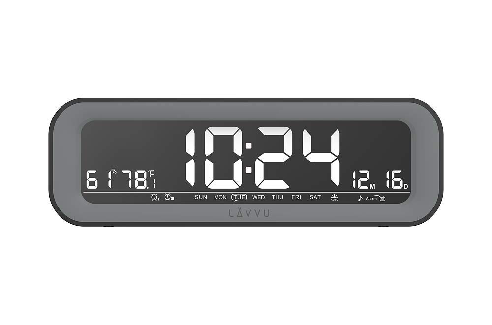 Czarny cyfrowy budzik LAVVU Smart z radiem
