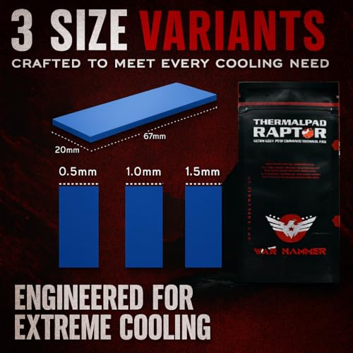 Image of WAR HAMMER Thermal Pad Raptor Ultra High Performance Thermal Pad, 0.5 1.0 1.5 mm Thermal Conductive Silicone Pads with 12.0 W /mk Thermal Conductivity, German Engineered Themalpad (18)