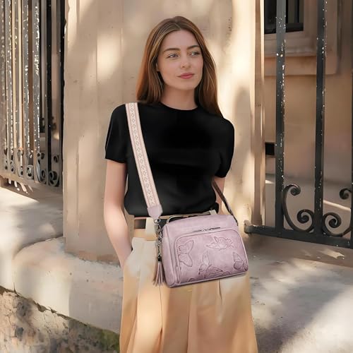 Vegan Leather Crossbody Bags for Women Butterfly Crossbody Purses Lightweight Women's Shoulder Handbag with Tassel2