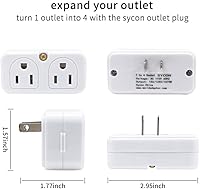 Vista 3 de SYCON Extensor de salida adaptador, mini enchufe de pared de 2 puntas, divisor de salida múltiple con 4 tomacorrientes