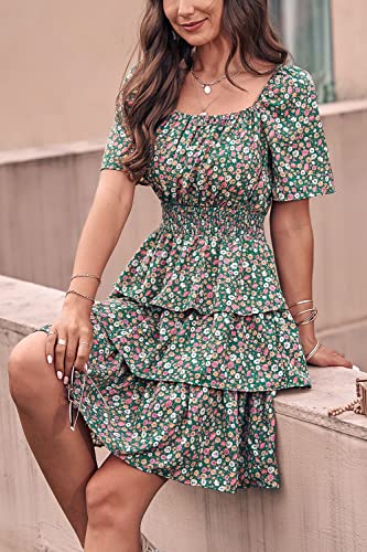 Image of PRETTYGARDEN Women's Summer Floral Ruffle Short Dress